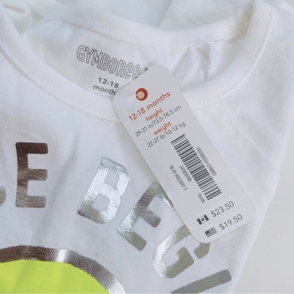 Gymboree Baby Smile White Lightweight Long-sleeve Tee NWT - Picture 3 of 6